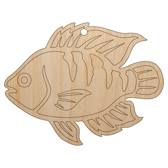 Tilapia Fish Fishing Wood Holiday Christmas Tree Ornament Unfinished DIY Pre-Drilled Craft