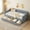 LIGHT GREY, variant on imerelez Full Size Daybed with Drawers Upholstered Tufted Sofa Bed, with Button on Back and Piping on Waved Shape Arms-Beige