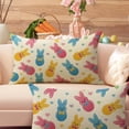 thumbnail image 4 of Easter Peeps Bunny Lumbar Decorative Throw Pillow Covers 12 x 20 Set of 2, Rectangular Cute Colorful Rabbit Outdoor Home Decor, Spring Love Hearts Couch Cushion Case, 4 of 6