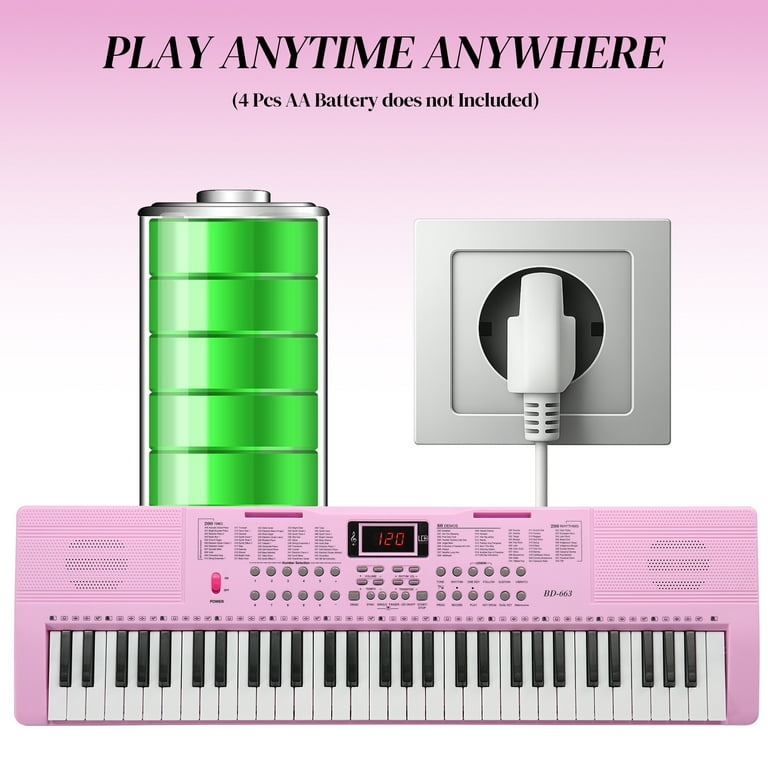 Ktaxon 61 Keys Keyboard Piano with Lighted Keys, X-Stand, Piano