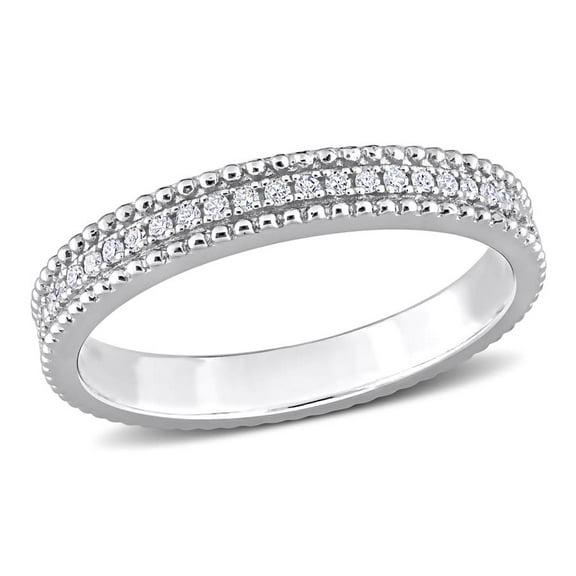 AMOUR 1/10 CT TW Diamond Eternity Ring In Sterling Silver