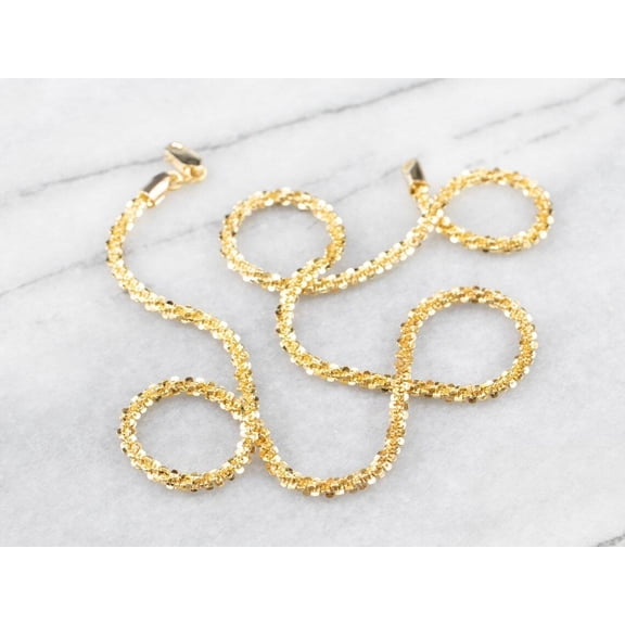 14k Gold Plated Over 925 Sterling Silver 2.50mm Twisted Rock Sparkle Chain