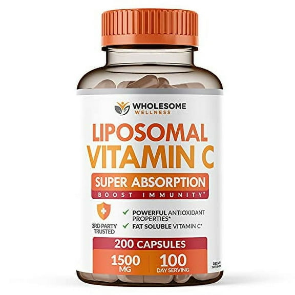 Liposomal Vitamin C Capsules (200 Pills 1500mg)  VIT C, Immune System & Collagen Booster,  Immunity Support Ascorbic Acid Supplement