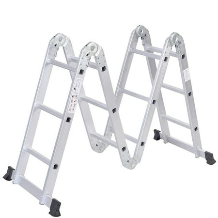 Ktaxon Multi Purpose 12.5 feet Folding Aluminum Extendable Step Ladder ...