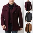 thumbnail image 4 of IYTR Men's Winter Wool Coat Fleece Solid Turndown Collar Warm Outwear Overcoat Peacoat with Pockets Wine M, 4 of 6