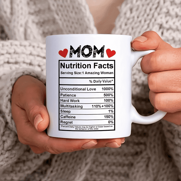 UCEI Mom Nutrition Facts Mug 11oz White Ceramic Coffee Cup Gift