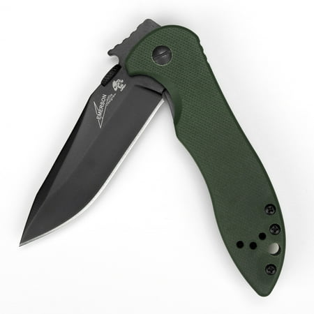 Kershaw CQC-5K (6074OLBLK); 3 In. 8Cr14MoV Stainless Steel Blade with Black-Oxide Coating and Textured Olive Drab G-10 Handle Scales, Wave-Shaped Opening System and Reversible Pocketclip, 3.7 (Best Wave Opening Knife)