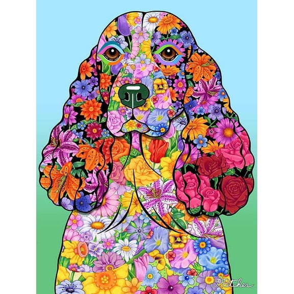 Springer Spaniel - Best of Breed Flowers Design House Flag