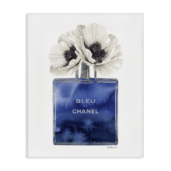 Stupell Industries Art Deco Blue Watercolor Floral Perfume Canvas Art, 30 x 40, by Amanda Greenwood