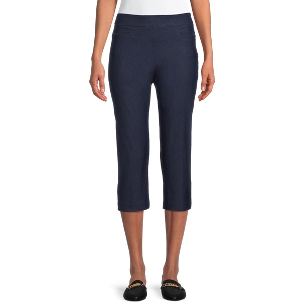 Time and Tru Women's Pull On Mid Rise Capris 21" Inseam
