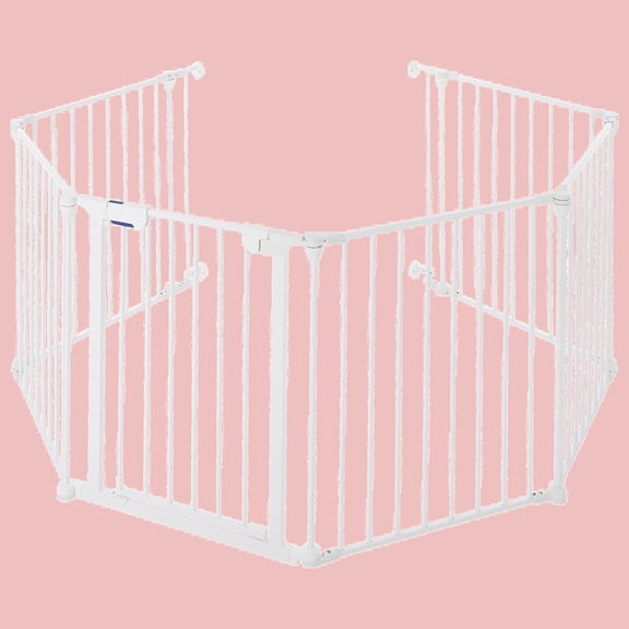 Collapsible Metal Safety Gate – 6 Panels, 29" Tall, Secure Lock, Wall Mounted Barrier for Doors, Stairs & Playrooms, Indoor/Outdoor Use, Easy Install