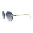 thumbnail image 6 of Bevel Octagonal Gangster Rimless Jaguar Head Hinge Showy Sunglasses Gold - Smoke, 6 of 7