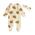 thumbnail image 3 of Okbabeha Okbabeha Newborn Baby Girl Valentine's Day Long Sleeve Footed Romper Solid Jumpsuit with Headband, 3 of 7
