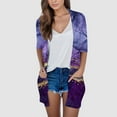 thumbnail image 2 of Youmylove Womens Lightweight Open Front Cardigans Summer Fall Outwear Tops Thin Cover Ups Three Quarter Sleeve Sweater Casual Coats Tops Print Stylish Streetwear, 2 of 4