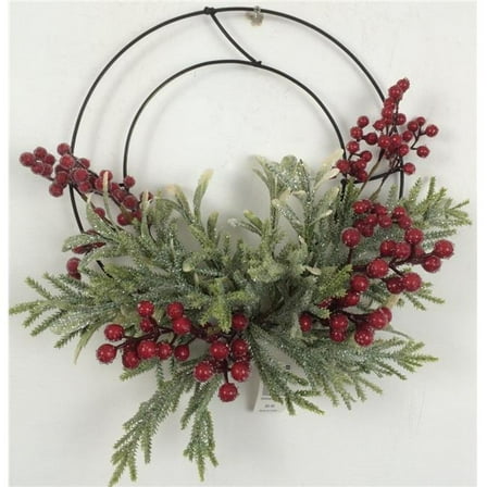 Glittered Greens & Red Berries Wreath