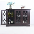 thumbnail image 4 of S-HOME MDF Sideboard with Clear Tempered Glass Doors and Adjustable Storage Shelves for Home Decor, Ox Blood Red, 4 of 17