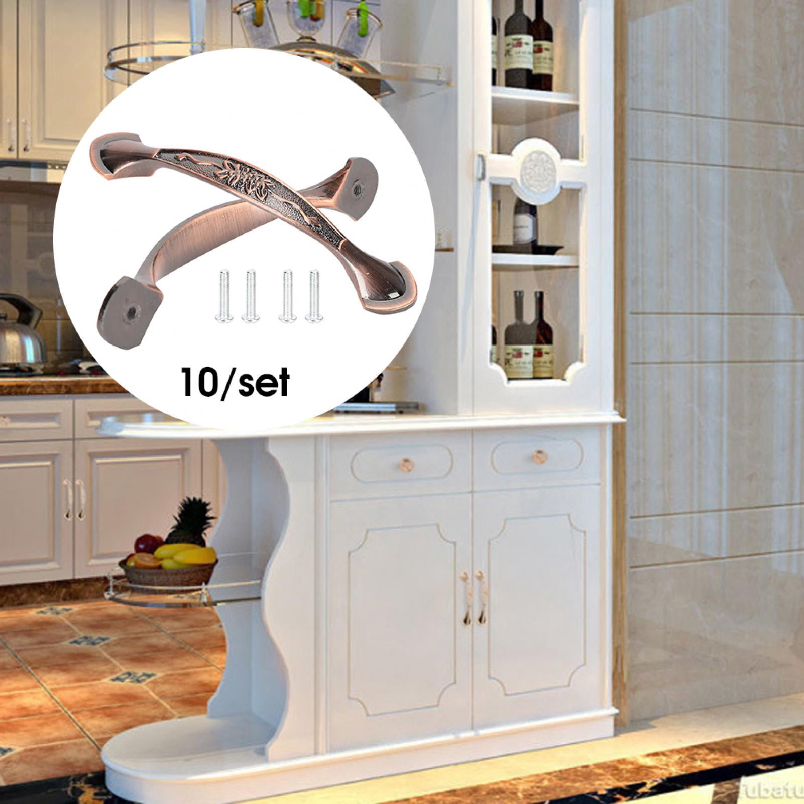 BIMZUC 10 Pack Red Bronze Cabinet Hardware Pulls, Simple Zinc Alloy Drawer and Cupboard Door Bar Handles for Home Office Furniture, 96mm Hole Pitch (4.4 x 0.6 inches / 11.4 x 1.6 cm)