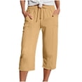 thumbnail image 3 of Capri Pants for Women Plus Size Casual Straight Leg High Waist Capris with Pockets Summer Lightweight Beach Cropped Pants,Sizes S-5XL, 3 of 7