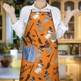 thumbnail image 5 of Halloween Cats and Brooms Pattern Apron-Garden Aprons for Women with Pockets-Cotton Linen Waterproof Kitchen Cooking Gardening Aprons Adjustable for Kitchen,Cooking,BBQ and Salon 33"x27", 5 of 7
