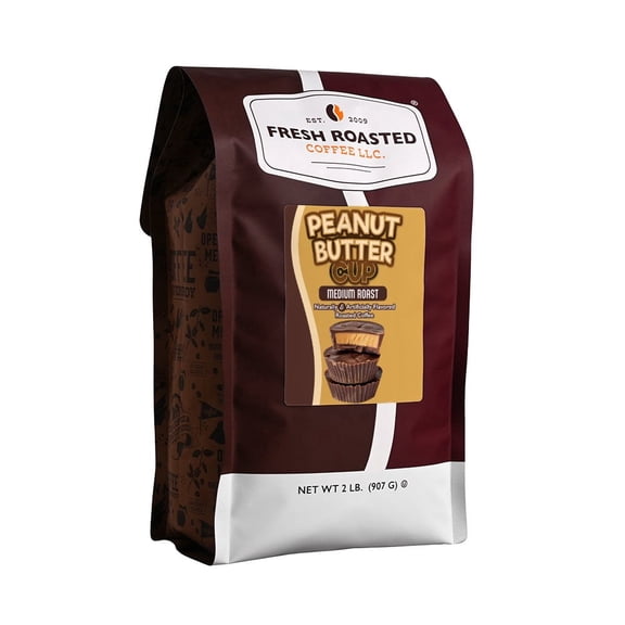 Fresh Roasted Coffee, Peanut Butter Cup Flavored Coffee Drip Ground, 32 oz 2 lbs