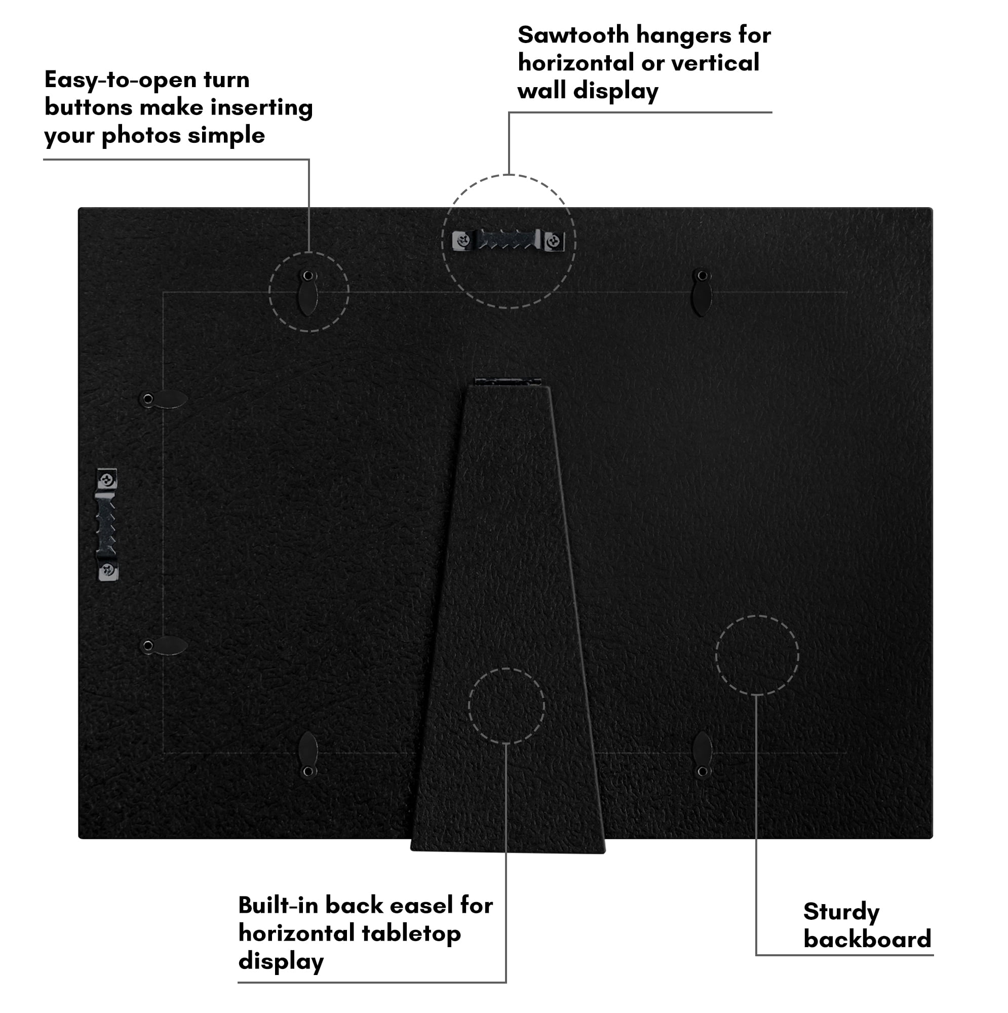 Americanflat 5x7 Hinge Frame Hinged Double Photo Openings Polished Glass Distressed Collage - Charcoal Black