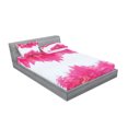 thumbnail image 2 of Ambesonne Nature Fitted Sheet & Pillow Sham Set, Pink Leaves on River, Queen, Hot Pink, 2 of 2