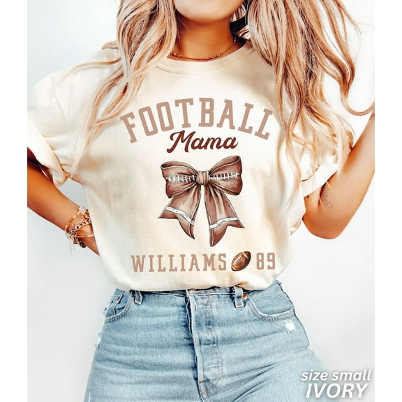 Football Shirt, Football Mom Tee, Coquette Bow Football Mama Shirt, Girly Football Season Tee, Football Mom Gift