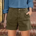thumbnail image 4 of LIIPEE Women Shorts Casual Summer Solid Color Linen Buttons Loose Fit Elastic Waist Shorts With Pockets Ladies Comfortable Breathable Soft Daily Shorts,Coffee,M, 4 of 5