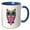 Blue/White, variant on 3drose, Gorgeous Pink and Blue Owl Monogram Letter K, 11oz Mug