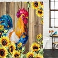 thumbnail image 2 of Farmhouse Rooster Shower Curtain, Waterproof Shower Curtains for Bathroom, Retro Botanical Sunflower Floral Wood Washable Fabric Bathtub Curtain Set Bath Decor with 12 Hooks Standard 72"x72", 2 of 8