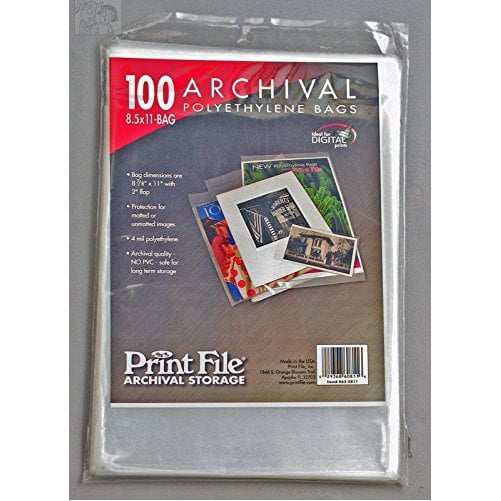 8.5x11-100 Bags Print File 4 mil Polyethylene Storage Bag with 2 Flap