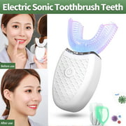 360 Degree Ultrasonic Automatic Electric Toothbrush U-Shaped White Teeth Oral Care Cleaning Toothbrush(White)