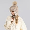 thumbnail image 5 of Zhengup Women Winter Sherpa Beanie Hats Knit Ear Flaps Peruvian Cover Ears Fleece Lined Fluffy Ski Snow Hat Pompom, 5 of 6