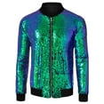 thumbnail image 1 of Chaqueta universitaria para hombre, fiesta de Halloween, disco, brillante, brillante, lentejuelas, chaqueta de bombardero Verde L, 1 of 8