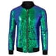 thumbnail image 1 of Chaqueta universitaria para hombre, fiesta de Halloween, disco, brillante, brillante, lentejuelas, chaqueta de bombardero Verde XXL, 1 of 8