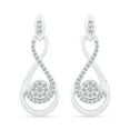 thumbnail image 1 of DGOLD 10kt White Gold Round White Diamond Infinity Cluster Earrings (1/3 cttw), 1 of 4