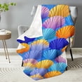 thumbnail image 2 of 2026 New Collection Flannel Blanket 1pc Coastal Seashell Throw Blanket - Soft Flannel All-Season Blanket with Deep Blue Oceanic Background., 2 of 8