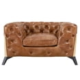 thumbnail image 2 of Crafters and Weavers Olivia Leather Tufted Chesterfield Arm Chair in Light Brown, 2 of 4