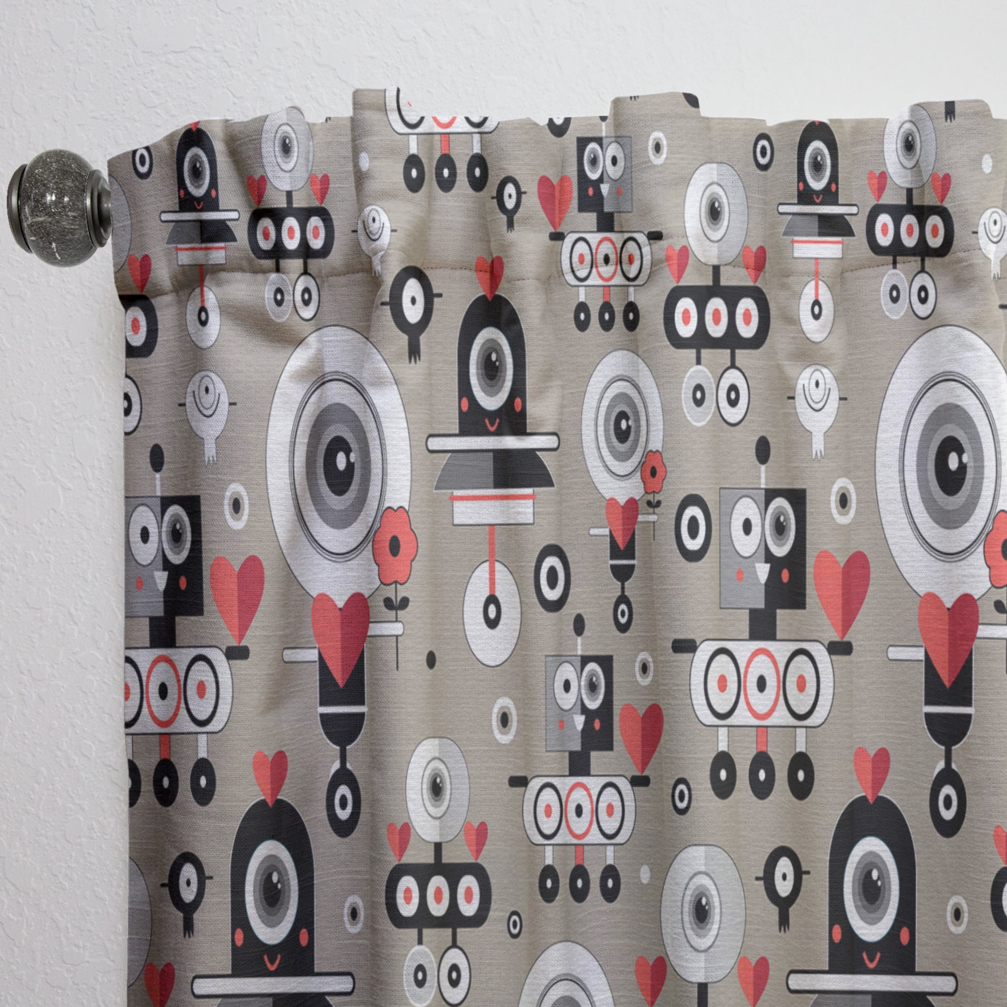 Designart 'Pattern Amusing Lovers Eye Robots' Modern & Contemporary Curtain Panel