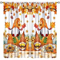 Fall Curtains Pumpkin Autumn Leaves Gnomes Thanksgiving Decorations for Home, Sunflower, Autumn Farmhouse Decor Rod Pocket Drapes for Bedroom Living Room 42 in x 63 in Blackout