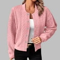 thumbnail image 2 of Jamicy Cropped Cardigan for Women 2025 Fall Women's Long Sleeve Sweater Cardigan Cable Knit Open Front Button Outwear Coats, 2 of 8