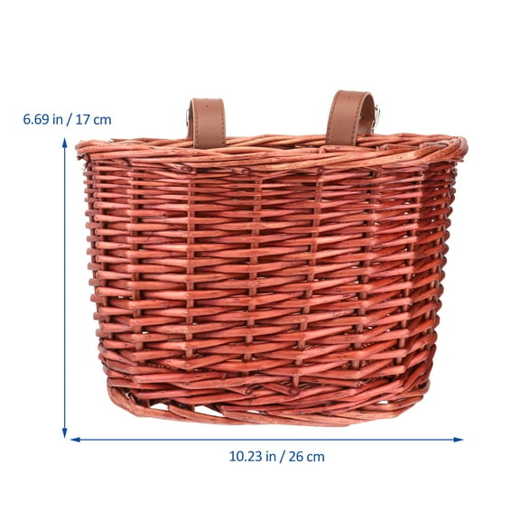 Yuangui Vintage Woven Rattan Front Handlebar Bike Basket for Kids (Brown)