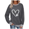 thumbnail image 2 of Craaazy Women's Fashionable Crewneck Top Casual Letter Printed Loose Long Sleeved Shirt Gifts, 2 of 6