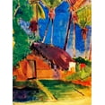 thumbnail image 2 of Gauguin, Paul 19x24 Black Ornate Wood Framed with Double Matting Museum Art Print Titled - Thatched Hut Under Palm Trees, 2 of 4
