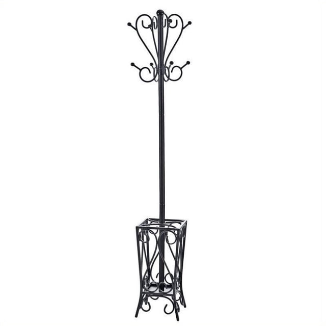 Southern Enterprises Brighton Coat Rack and Umbrella Stand in Painted Black