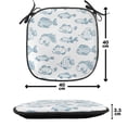 thumbnail image 4 of Sea Life Chair Seating Cushion, Outline Design of Hand Drawn Fish Shapes and Aquatic Creatures, Soft Seat Pads for Office with Anti-slip Backing, 16"x16", Dark Sky Blue White, by Ambesonne, 4 of 7