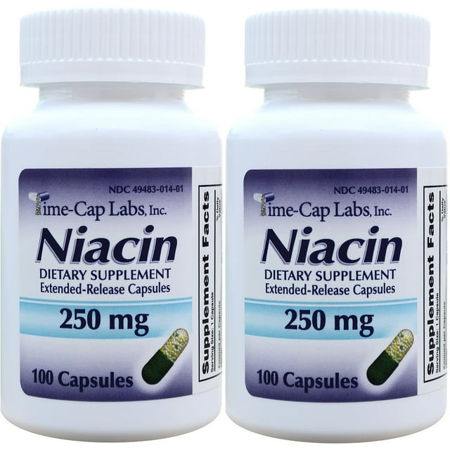 Time Cap Labs Extended Release Niacin 250 mg Capsules 100 Capsules Per