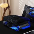 thumbnail image 5 of Erosebridal Shatter Football Print Zipper Queen Comforter Set with Fitted Sheet and 2 Pillowcases,Blue Crack Ball Zipper Bedding Set For Boys,Black Reversible,4pcs, 5 of 7
