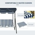 thumbnail image 5 of Outsunny 3-Seat Outdoor Patio Swing Chair with Removable Cushion, Steel Frame Stand and Adjustable Tilt Canopy for Patio, Garden, Poolside, Balcony, Backyard, Dark Blue and White, 5 of 9