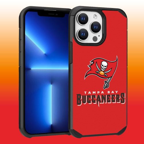 Apple iPhone 13 Pro Max (6.7) - NFL Licensed Tampa Bay Buccaneers Team Logo on Red Textured Dual Layer Case